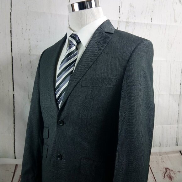 Marc Ecko 36S 2 Button Dark Gray Birdseye Suit Blazer Sport Coat - Picture 2 of 10